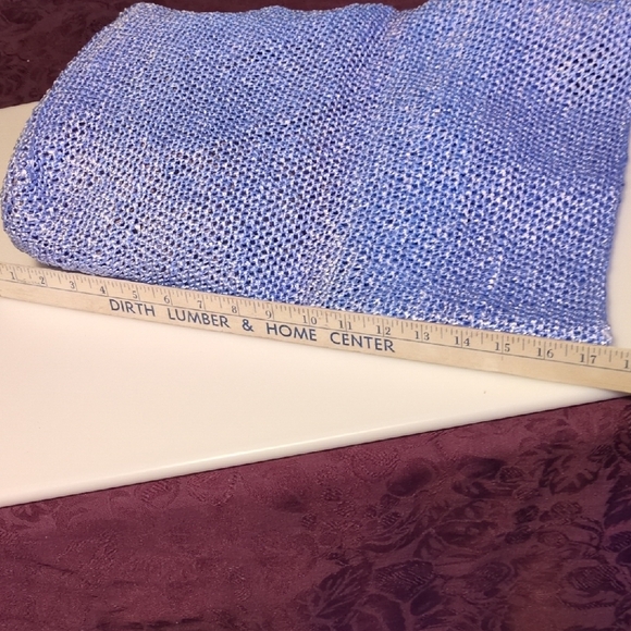 NEW! Handmade Crochet Curling Ribbon Ice Blue Pearlescent Clutch Brown Leather